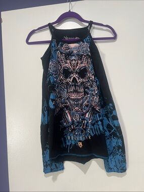 Women’s Black and Blue Graphic Jersey Tank by Wonderbar/ Sirens XS